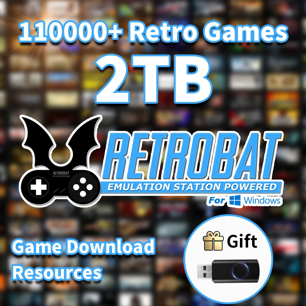 Game Download Resources Retrobat System with 110000+ Game Download Resources  for PS3/PS2/PS1/PSP/DC/Wii/N64 for Win PC/Laptop
