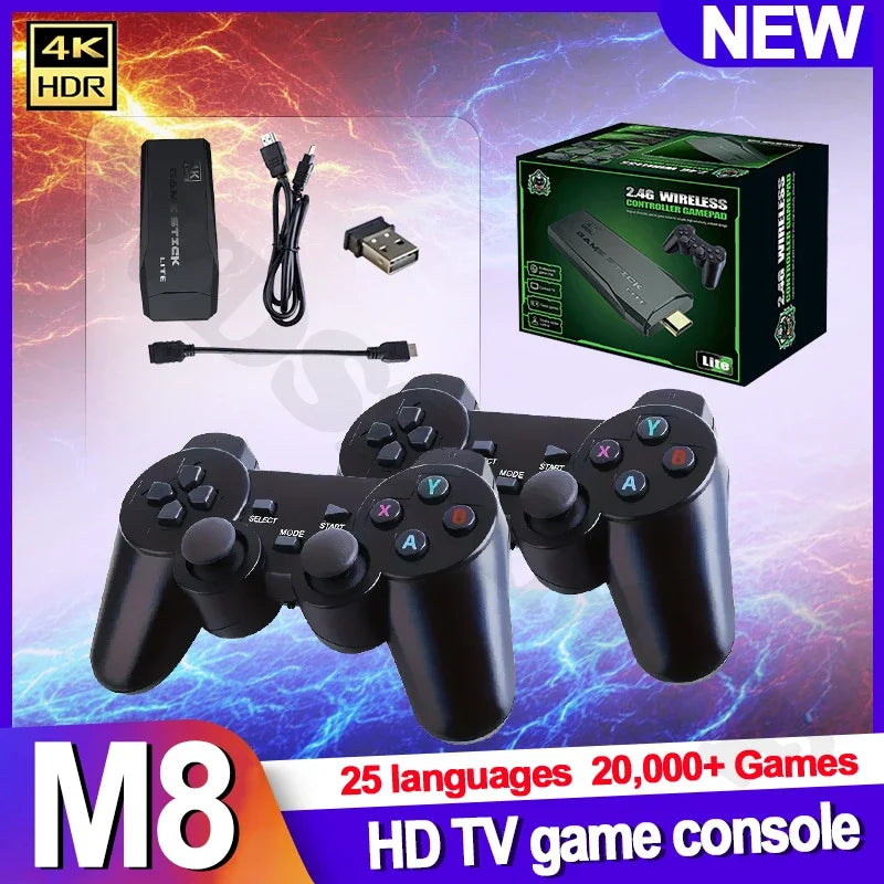 NEW Portable 20000+ Games 2.4G Dual M8 Gaming Console Wireless Controller Game Stick 4K Retro game For Dropshiopping Xmas Gift