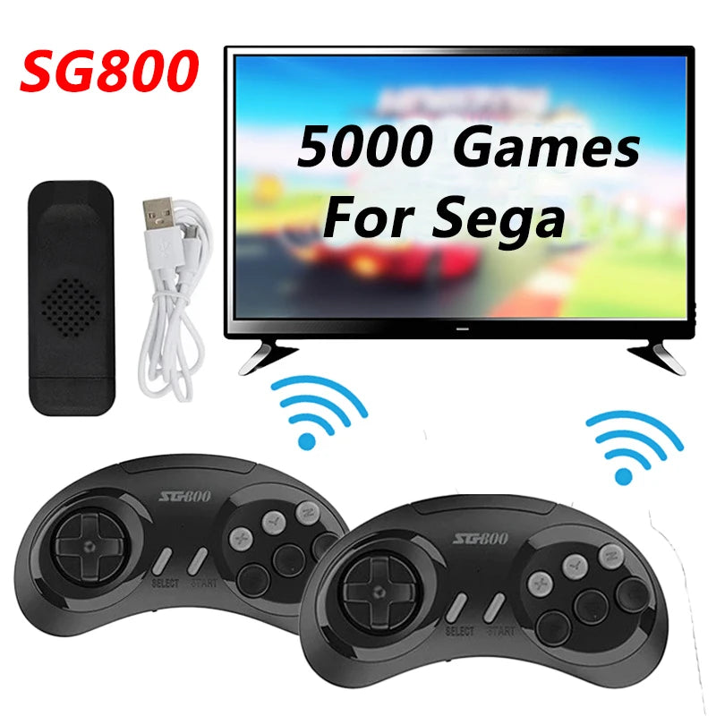 SG800 Retro Game Console Wireless Console 2.4G Built-in 5000 Classic Games Controller Gamepad Video Stick for Sega Mega Drive